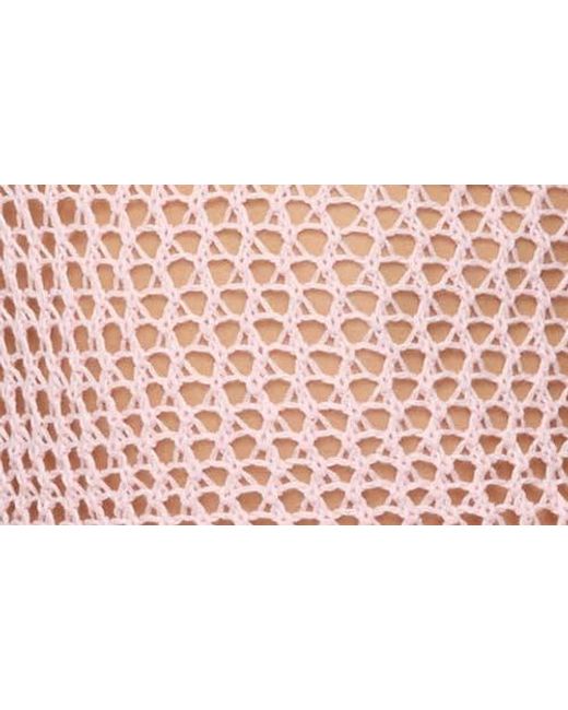 Edikted Pink Inara Off-The-Shoulder Long Sleeve Mesh Top