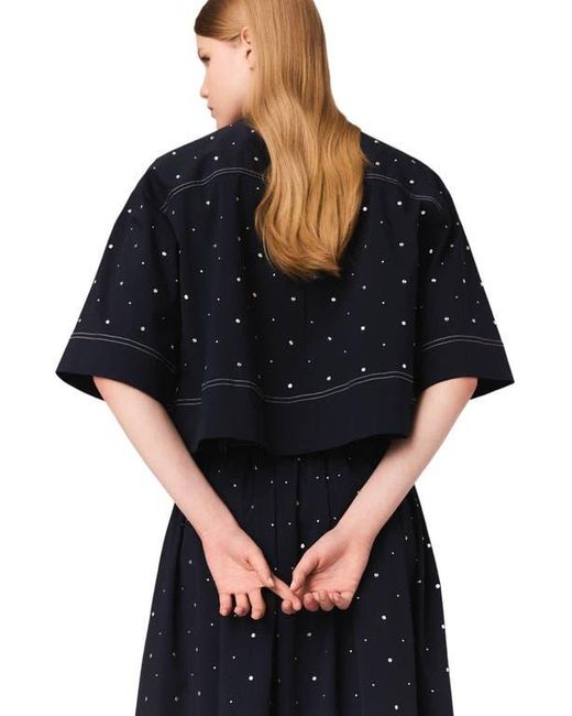 Maje Black Cropped Shirt With Studs
