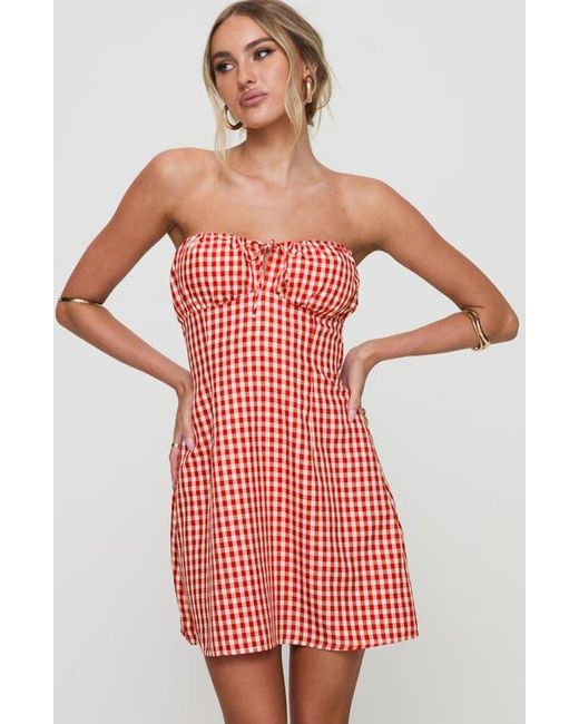 Princess Polly Pink Double Date Gingham Strapless Minidress