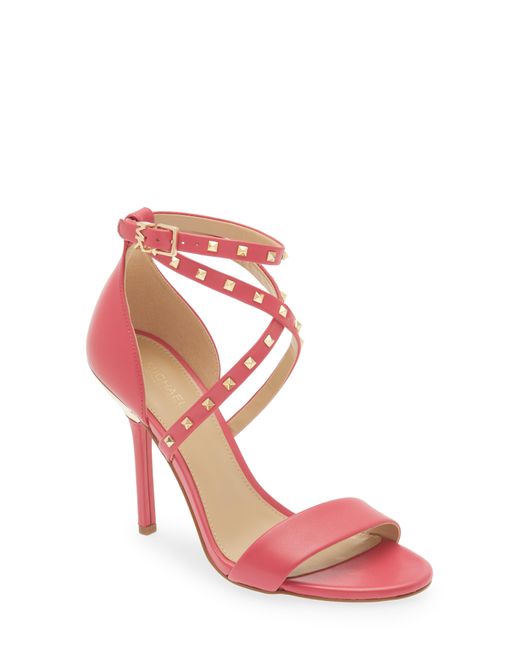 MICHAEL Michael Kors Astrid Stud Ankle Strap Sandal in Pink | Lyst