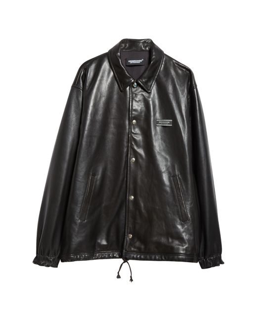 Undercover Black Snap-up Leather Jacket for men