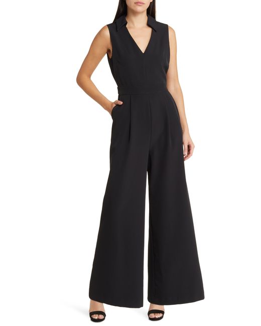 French Connection Black Echo Sleeveless Wide Leg Jumpsuit