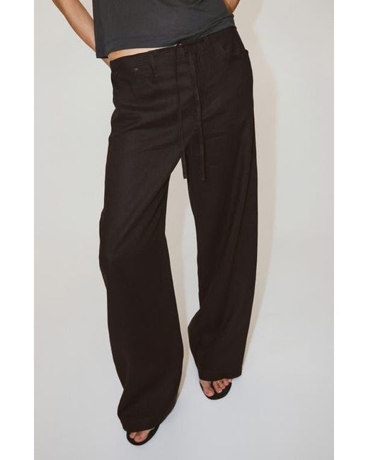 Mango Black Bow Linen Pants