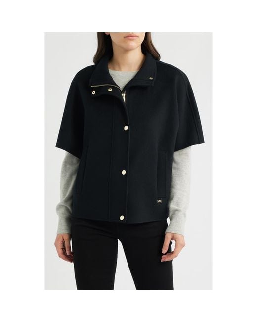 Michael Kors Black Double Face Wool Cape