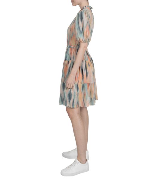 Julia Jordan Multicolor Abstract Print Crinkle Chiffon Shift Dress
