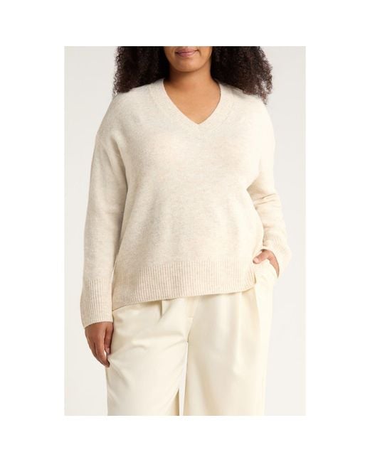 Vince Camuto Natural Colorblock V-Neck Sweater