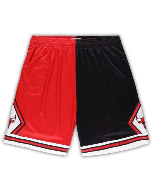 Men's Mitchell & Ness Scottie Pippen Red/Black Chicago Bulls Hardwood Classics 1997/98 Split Swingman Jersey Size: Medium