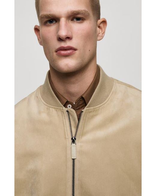 Mango Natural Faux Suede Bomber Jacket for men
