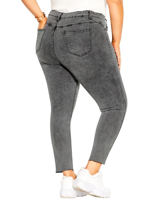 City Chic Gray Exposed Button Fly Skinny Jeans