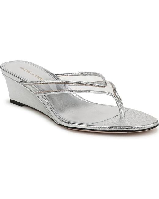 Veronica Beard White Clea Wedge Flip Flop