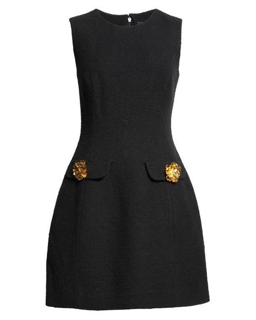 Oscar de la Renta Black Sleeveless Cotton Blend Tweed Dress
