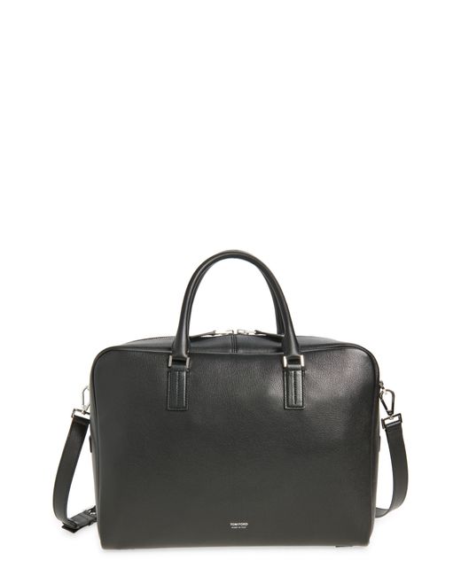 Tom Ford Black Padlock Grained Leather Briefcase for men
