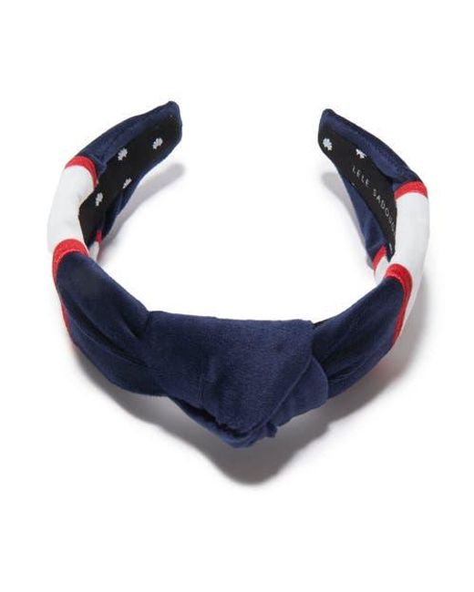 Lele Sadoughi Blue New England Patriots Embroidered Knotted Headband