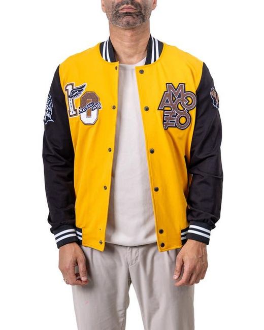 Maceoo Yellow Varsity222 Bomber Jacket for men