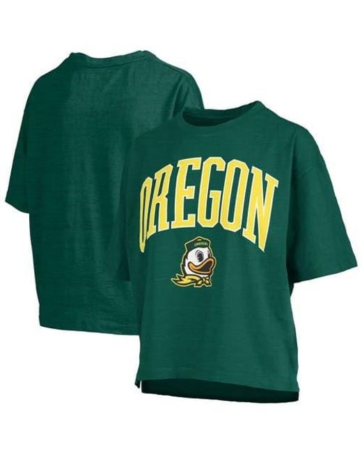 Pressbox Green Oregon Ducks Nelson Arch Over Logo Waist Length Oversized Slub T-Shirt