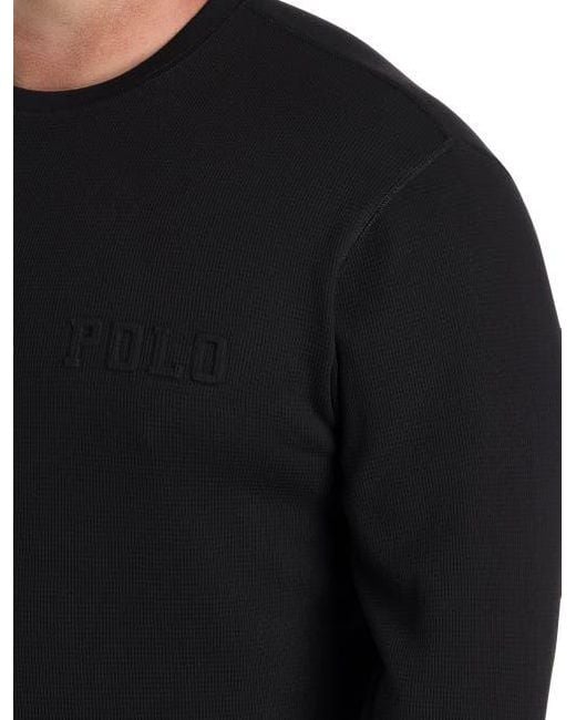 Polo Ralph Lauren Black Big & Tall Waffle-Knit Lounge Shirt for men