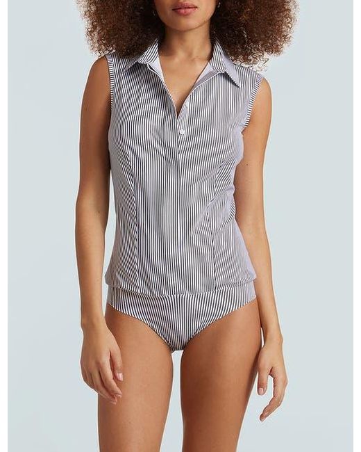 Commando Black Classic Printed Sleeveless Button Down Bodysuit