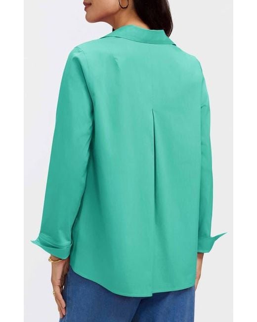 Foxcroft Green Agnes Split Cuff Popover Blouse