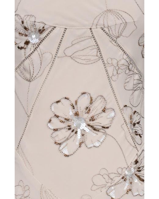 House Of Cb Natural Seren Embellished Georgette Gown