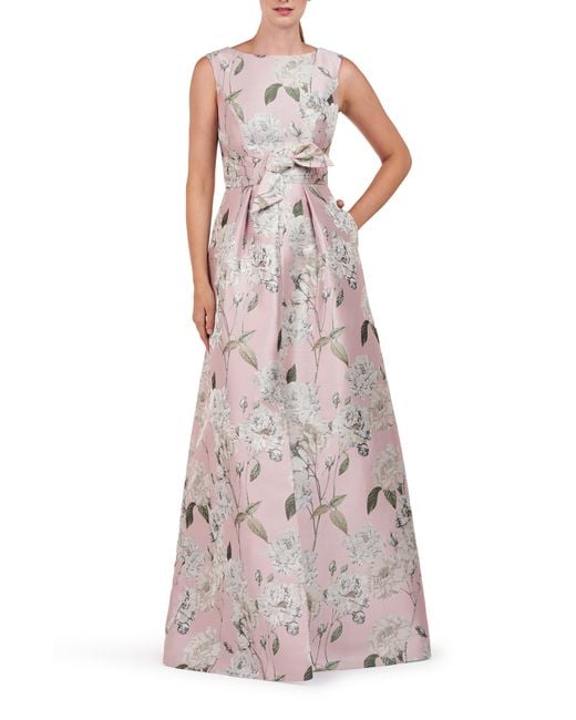 Kay Unger Multicolor Liliana Metallic Floral Sleeveless Gown