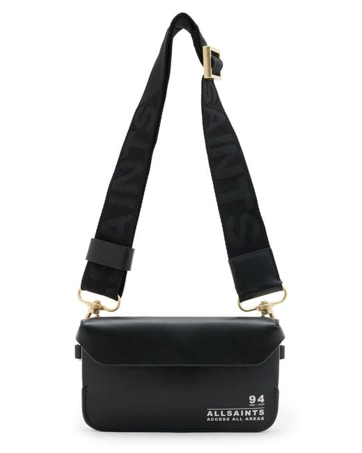 AllSaints Black Zoe Access All Areas Leather Crossbody Bag