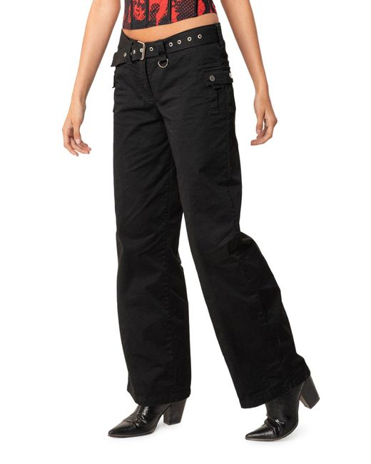 Edikted Low Rise Cargo Pants in Black Lyst