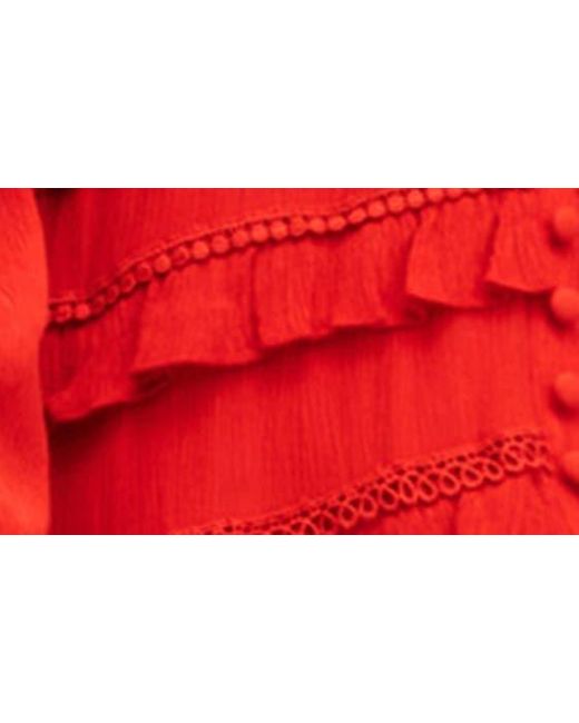 AllSaints Red Zora Long Sleeve Minidress