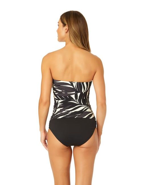 Anne Cole Black Tiger Dance Twist Front Bandeaukini Swim Top