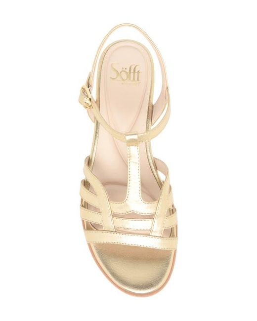 Söfft Metallic Scarlet Ankle Strap Wedge Sandal