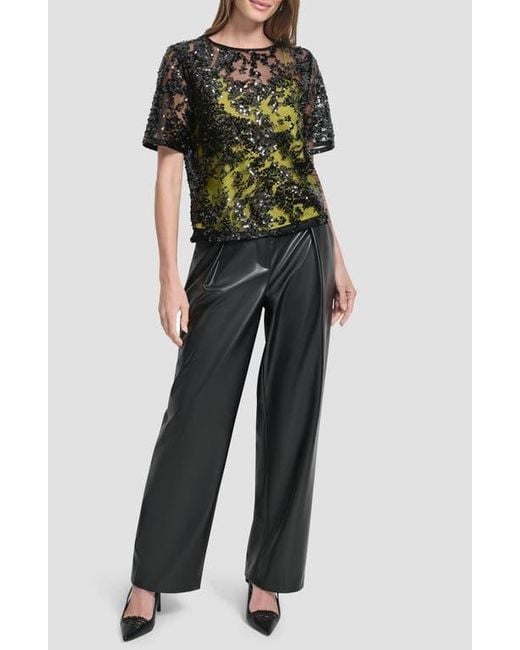 DKNY Black Sequin Overlay Boxy Top