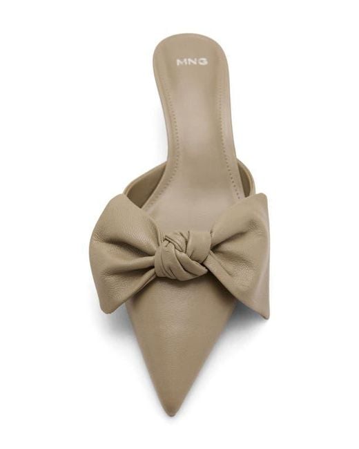 Mango Metallic Pointed Toe Kitten Heel Mule