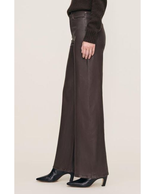 DL1961 Black Hepburn Coated High Waist Wide Leg Jeans