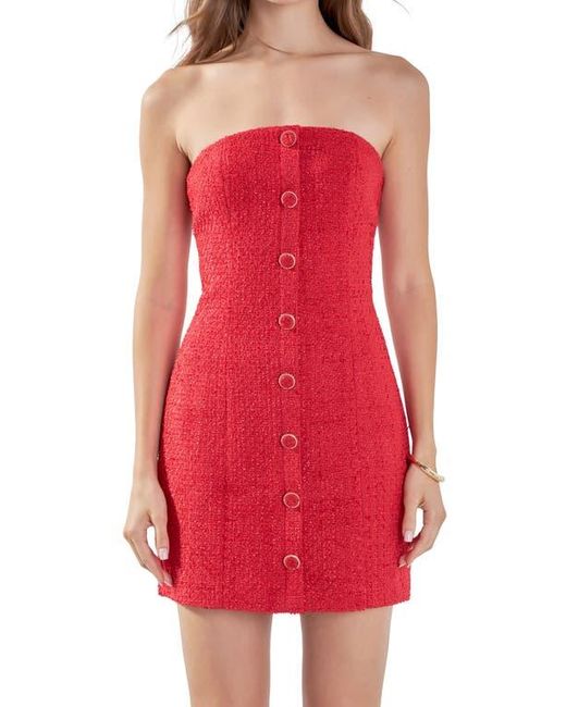 Endless Rose Red Strapless Tweed Sheath Minidress