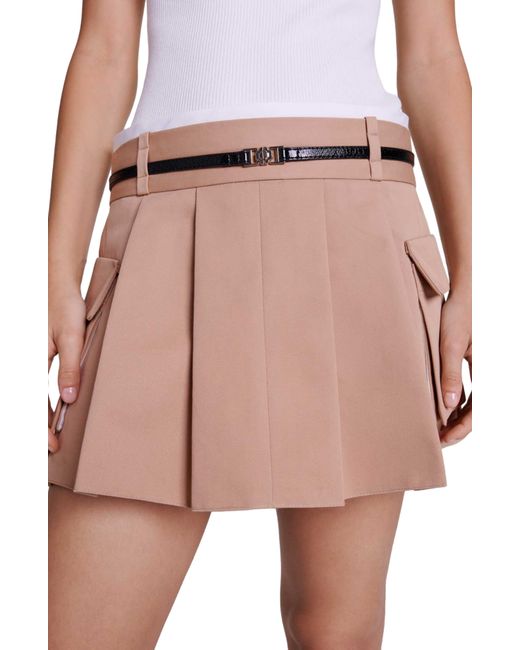 Maje Natural Jipra Belted Cotton Cargo Miniskirt
