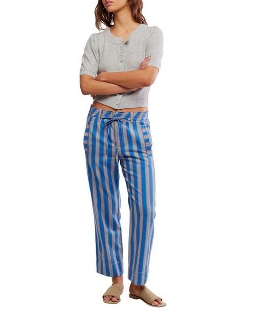 Free People Blue Marielle Stripe Cotton Drawstring Pants