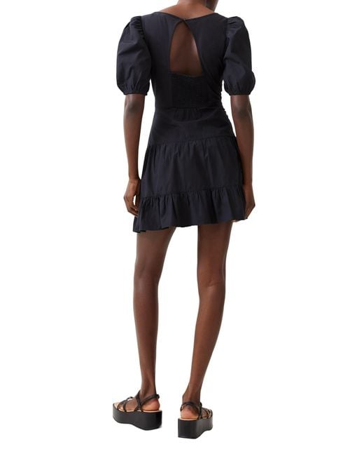 French Connection Black Cutout Back Puff Sleeve Minidress