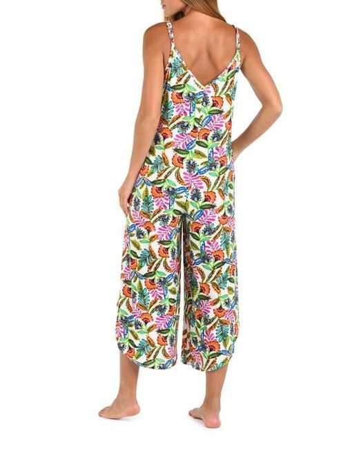 Sunshine 79 Multicolor Jungle Crop Wide Leg Cover-Up Jumpsuit