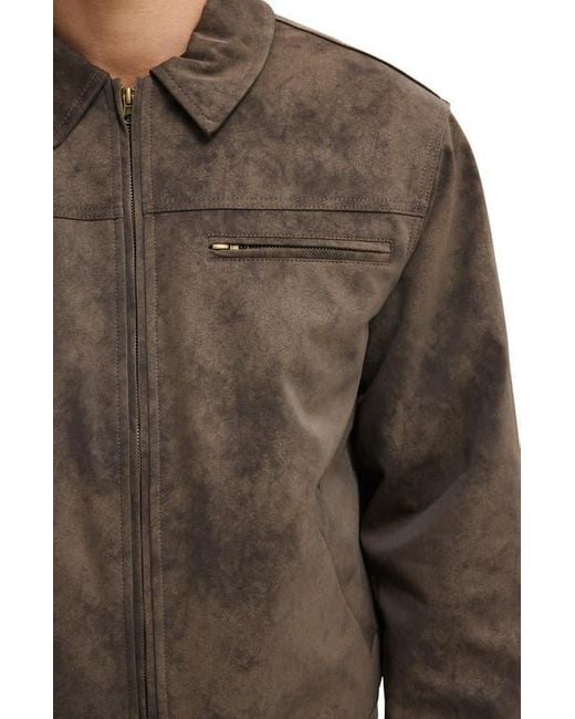 Cotton On Brown Cropped Faux Suede Harrington for men