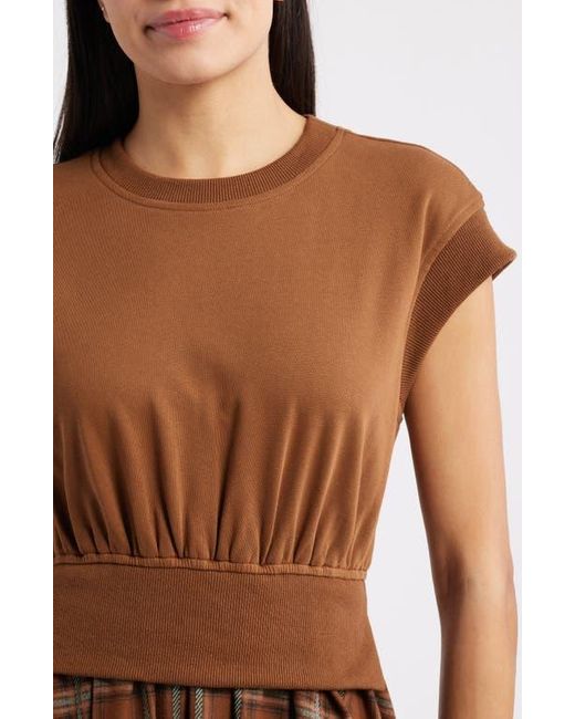 ZOE AND CLAIRE Short Sleeve French Terry Maxi Dress in Brown | Lyst ZOE AND CLAIRE Short Sleeve French Terry Maxi Dress in Brown | Lyst