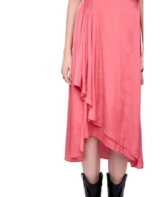 Zadig & Voltaire Pink Randall Ruffle Satin Dress