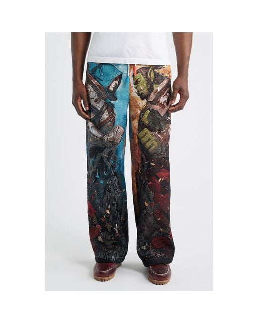VERYRARE Blue Thorns/War Drawstring Pants for men
