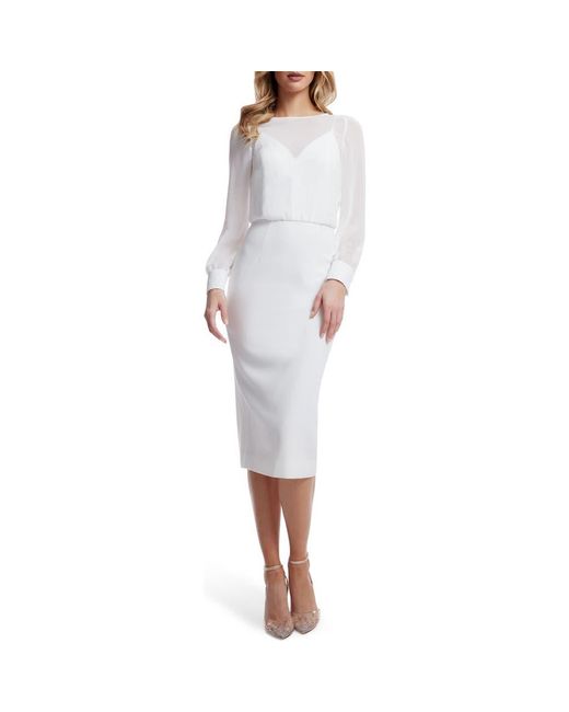 pilar mixed media long sleeve dress Dress The Population Pilar Mixed Media Long Sleeve Dress - Rubious