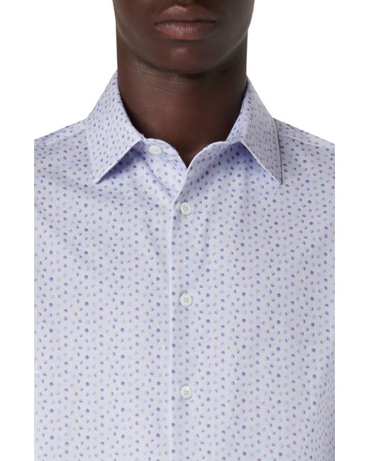 Bugatchi White Miles Ooohcotton Dot Print Short Sleeve Button-up Shirt for men