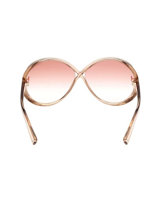 Tom Ford Pink Edie 64mm Oversize Round Sunglasses