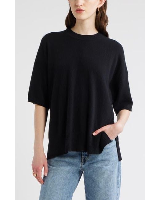 Nordstrom Women's Black Short Sleeve Cashmere Sweater
