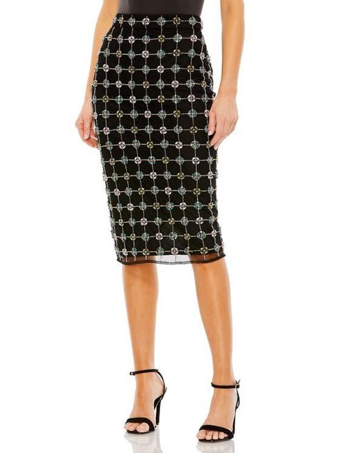 Mac Duggal Black Embellished Geometrical Skirt With Rhinestones