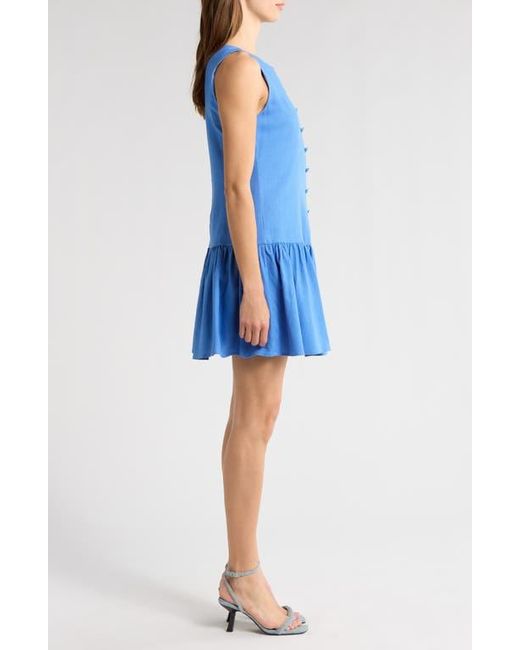Wayf Blue Martini Linen Blend Minidress