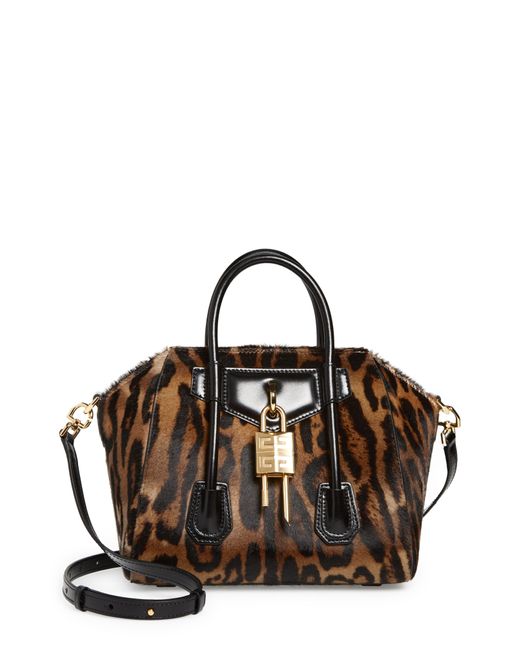 Givenchy Mini Antigona Lock Genuine Calf Hair Satchel in Black | Lyst