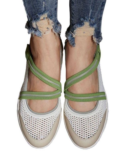 VIVAIA Green Round-Toe Mesh Mary-Jane Sneaker Flats
