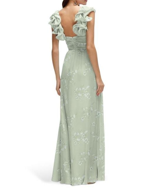 After Six Green Ruffle Strap Gown